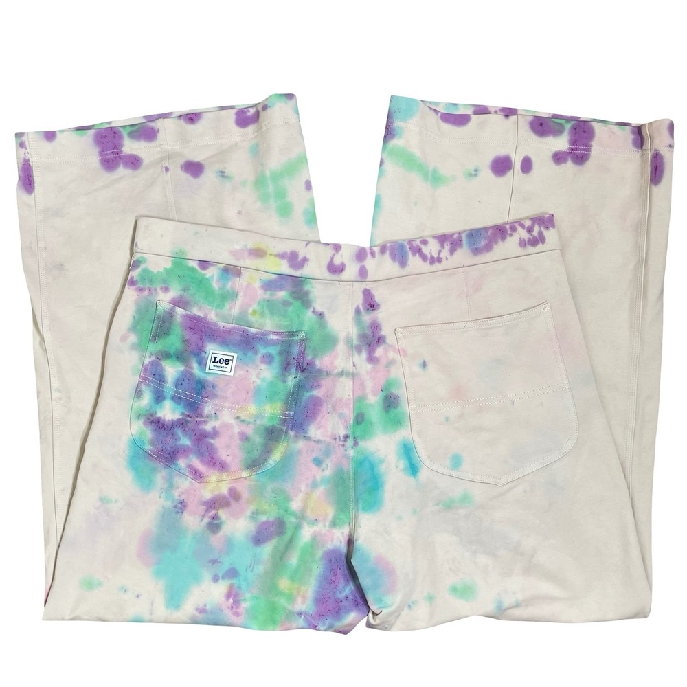 Lee Workwear Tie Dye Wide Leg Crop Pull On‎ Pants XXL Baggy Y2K Boho Festival